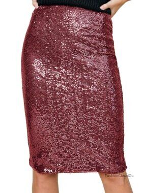 High Waist Sequin Pencil Midi Skirt Cocktail Party
